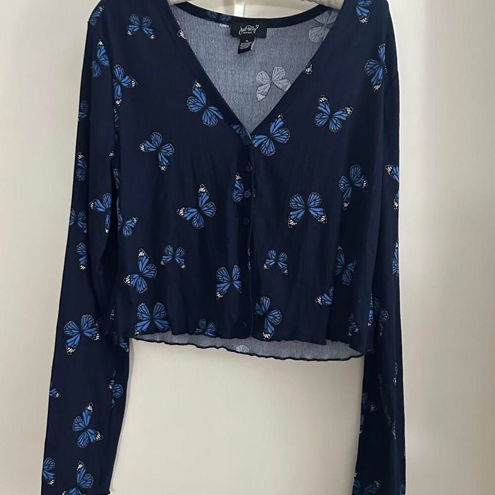 Just-polly Women's Blue and Navy Cardigan